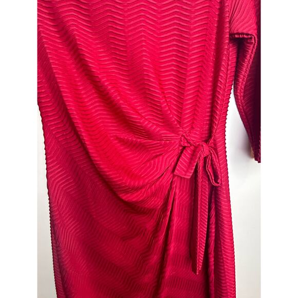 Shelby & Palmer Size 8 Red Dress Faux Wrap Style Red Texture Holiday - Picture 2 of 7
